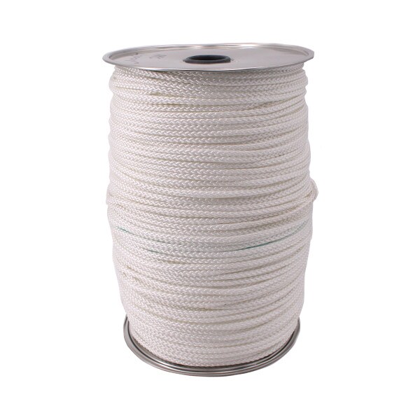 3/4 x 100' Diamond Braided White Polyester Rope