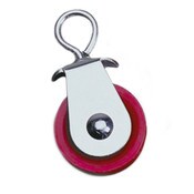 1 3/4" red fiberglass heavy duty nylon sheave pulley with zinc plated steel housing