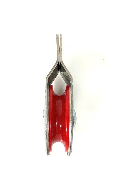 1 3/4 fiberglass reinforced red nylon sheave split pulley with shields