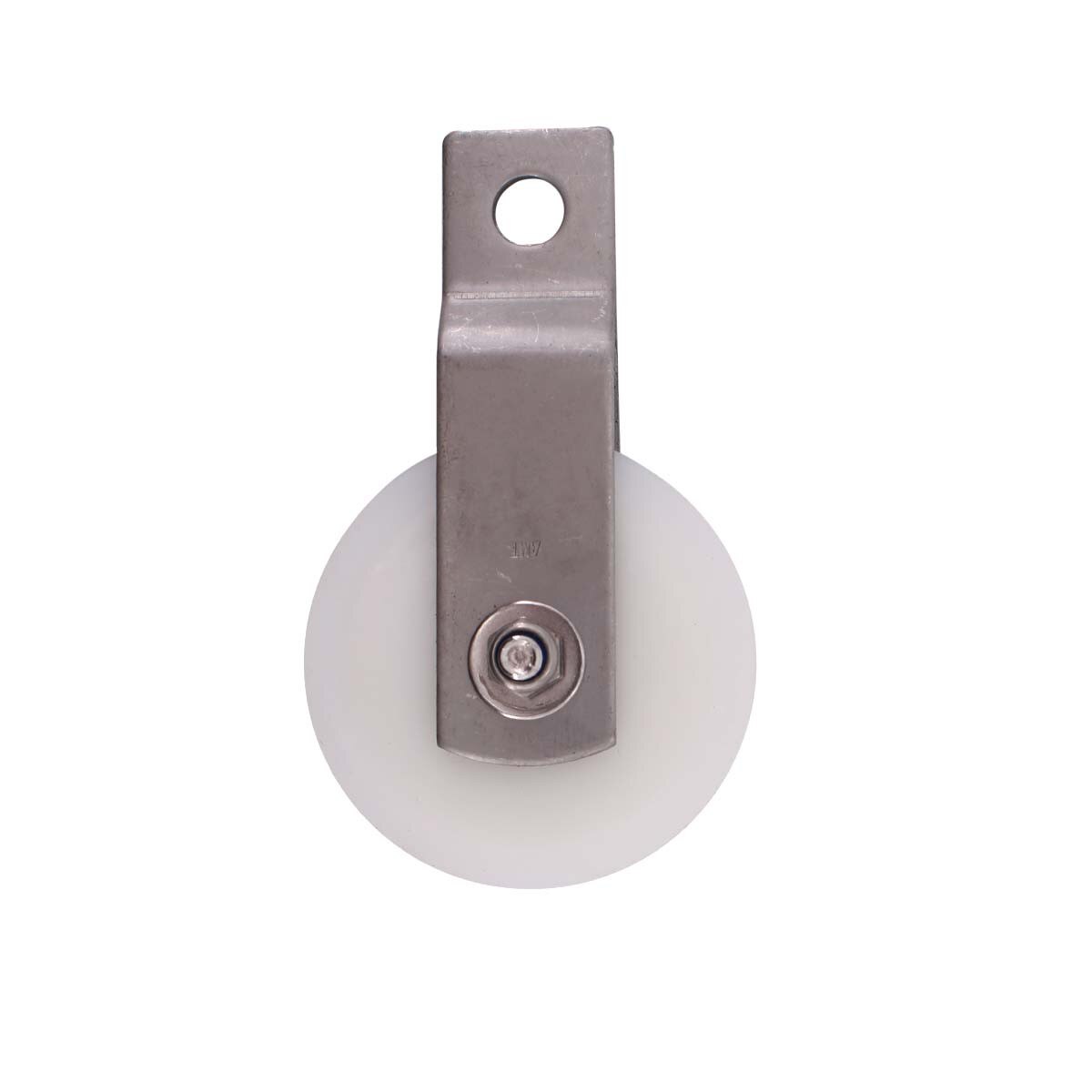 2 1/2" white pulley with stainless steel straps and hardware