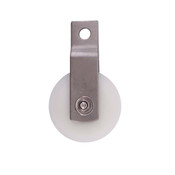 2 1/2" white pulley with stainless steel straps and hardware