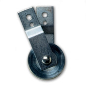 2 1/2" machined steel sheave pulley with extra long heavy duty zinc plated steel straps