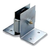 3 1/2" cast iron sheave through wall pulley with grease zerk and heavy duty 12 gauge zinc plated bracket