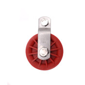 3 1/2" Fiberglass reinforced red nylon sheave pulley with stainless steel straps and bolts