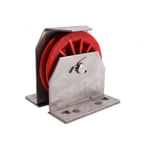 3 1/2" vertical fiberglass reinforced red nylon sheave pulley with stainless steel bracket