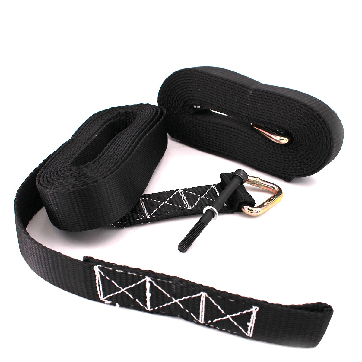 strap kit for winch with two straps and one connector bolt